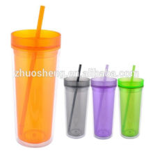 Insulated tumbler with screw-on lid and straw BPA free